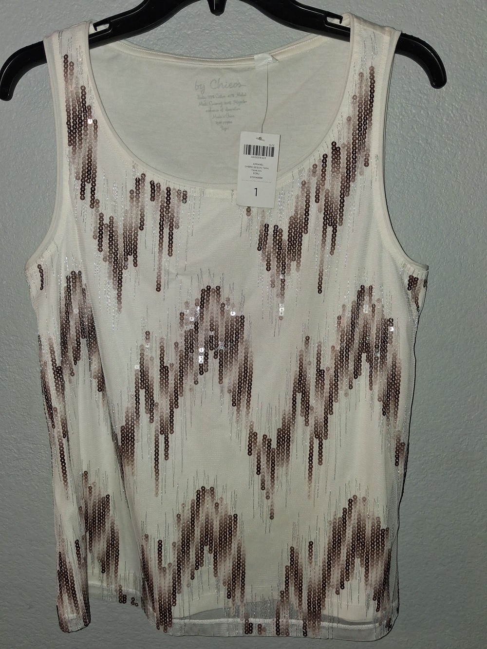 Women's Cream Sequin Tank Top